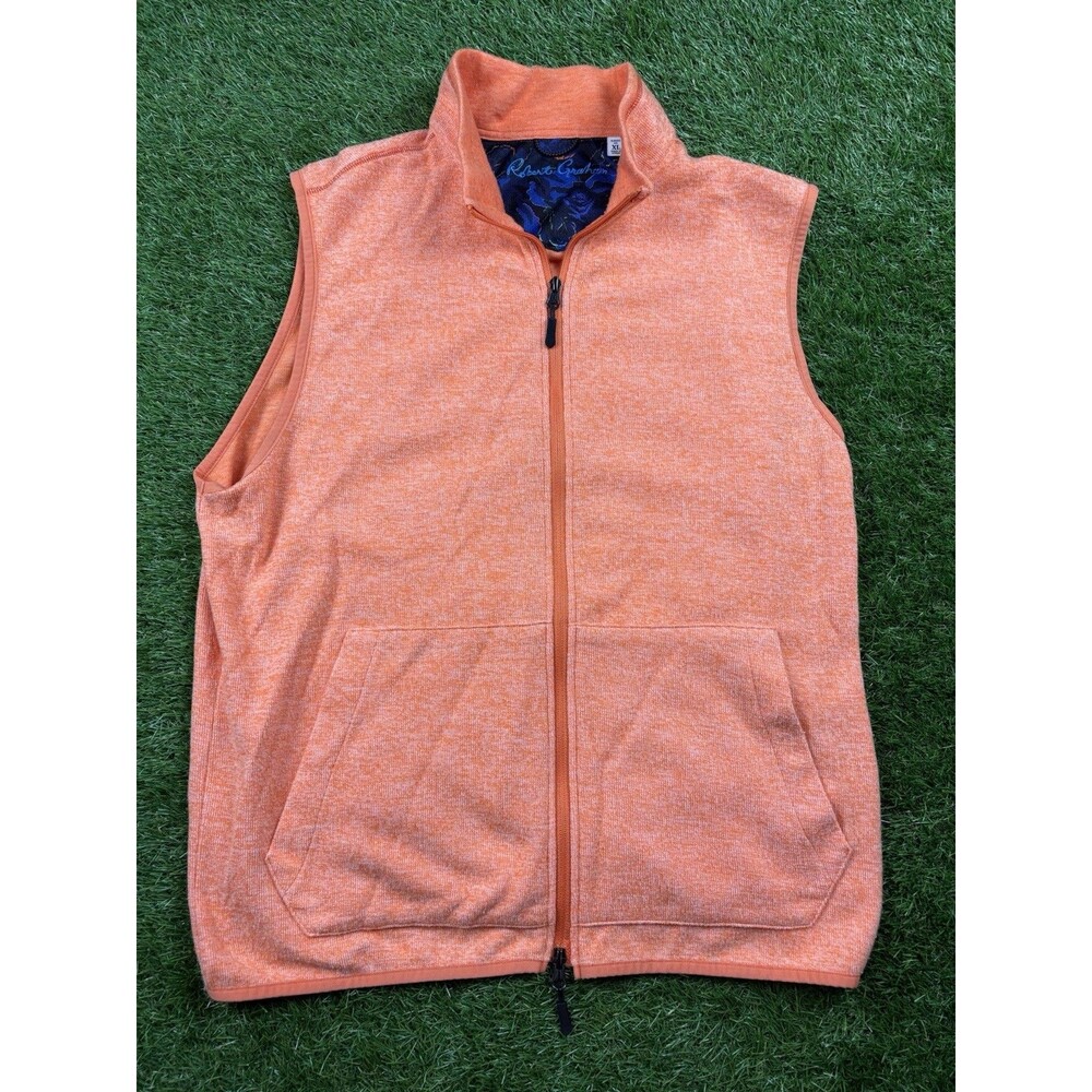 Robert Graham Klose Performance Soft Fleece Golf Zip Mens XL Orange Full Zip